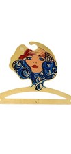 Mod Face Hanger Vintage BG Milano Blue Hair Woman Hippie Lady MCM Italy 14.5  x14