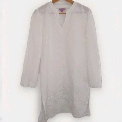 Monsoon Kleid Gr. 10 Kimono Sommer Urlaub Leinen Baumwolle Langarm Strand 