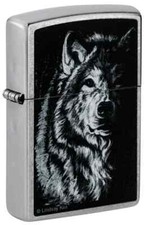 Zippo 46149, Lindsay Kivi Wolf Design,  Street Chrome Finish Lighter, NEW