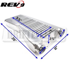 Rev9 Universal Twin Turbo Intercooler Fmic 28x12x3 2 Inlet 1 Outlet 800hp Rev9 Universal Twin Turbo Intercooler Fmic 28x12x3 2 Inlet 1 Outlet 800hp