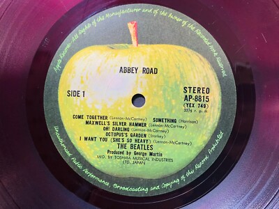 THE BEATLES ABBEY ROAD JAPAN ORIGINAL APPLE STEREO RED WAX AP-8815