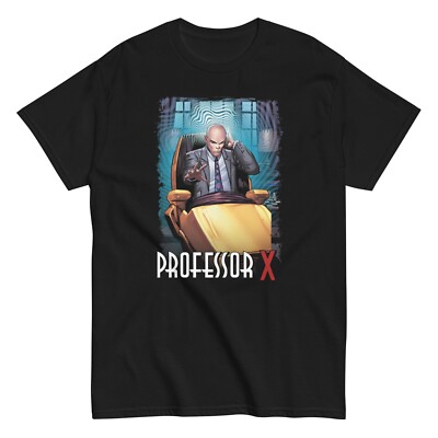 Professor X Animated T Shirt Mens Licensed Marvel Comic X-Men Tee New Black