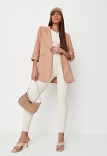 Missguided Co Ord Boyfriend Longline Oversized Blazer Camel Brown UK Size 8