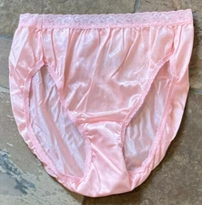 HANES 10/3XL Rose Pink Silky Smooth Semi Sheer Nylon Hi Cut Brief Panties NWOT