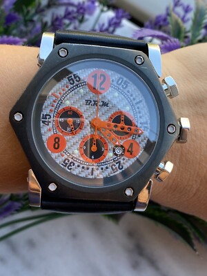 BRM Titanium Watch Chronograph Automatic Silver Dial Mens 48mm Swiss Made
