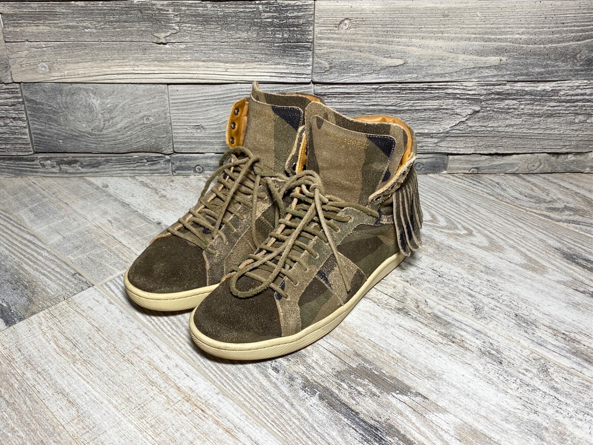 SAINT LAURENT Hedi Slimane WOMEN'S SL/18 H Fringe Camo Hightop