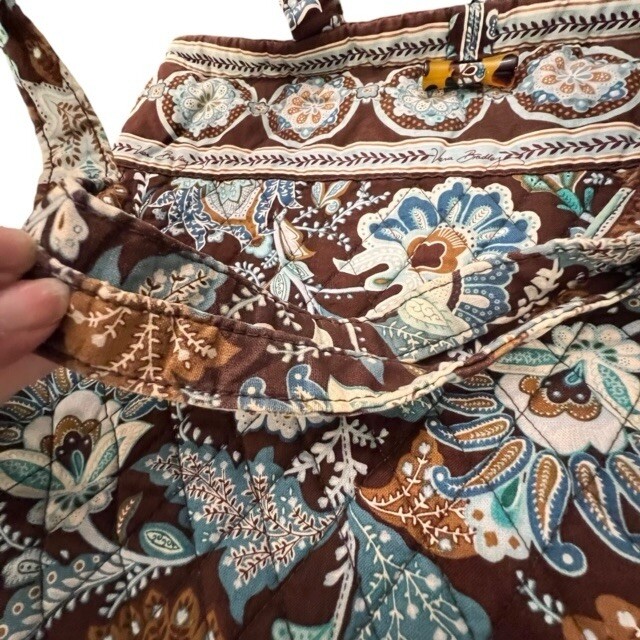 Vera Bradley Large Tote Bag Java Blue Floral Quil… - image 8