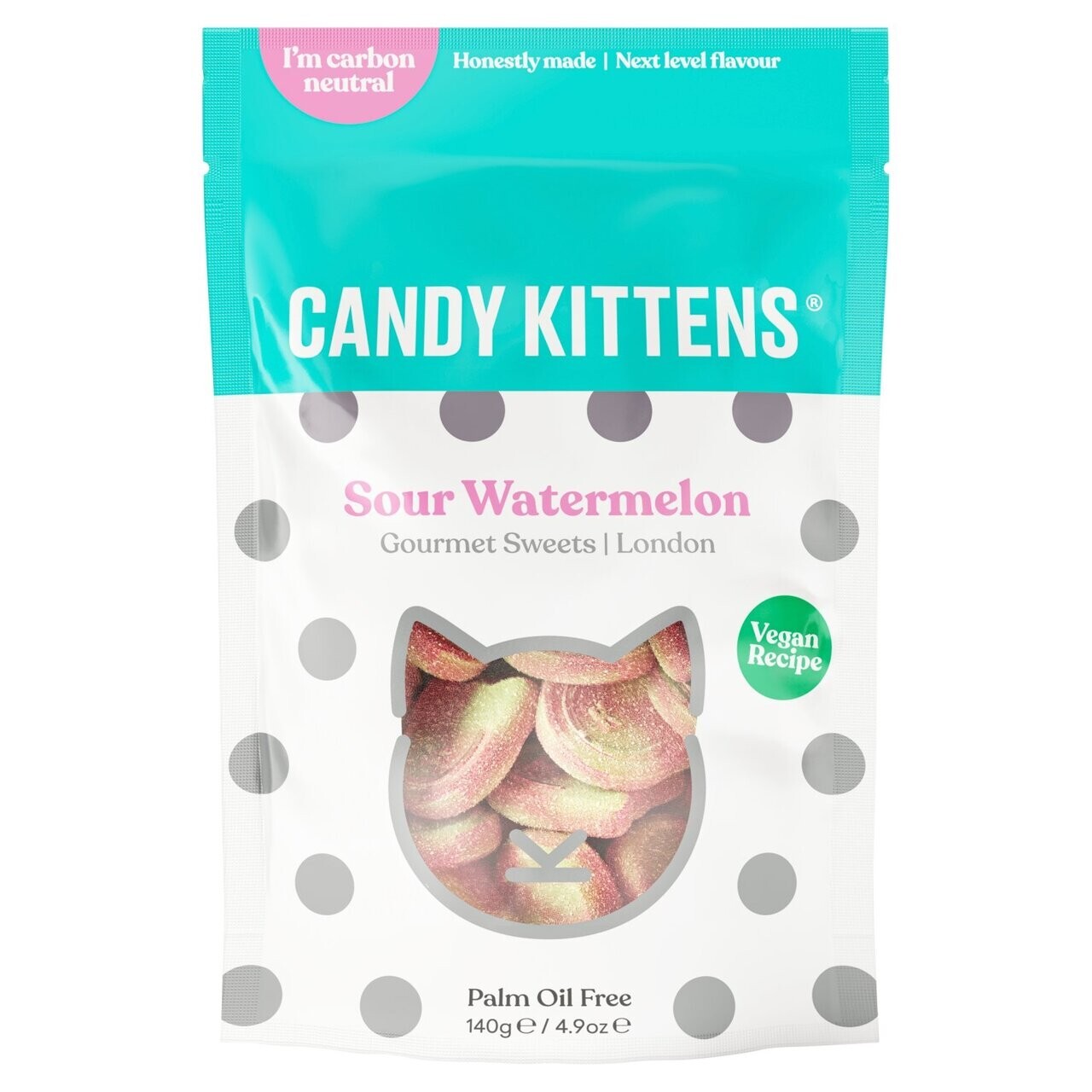 Candy Kittens Sour Watermelon Sweets Sharing Bag 140g x 2 Bags