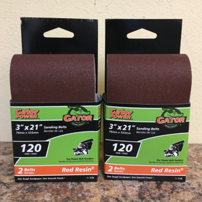 Gator 3145 3 in. X 21 in. Sanding Belts 120 Grit Fine 2 Pks of 2 Pcs.