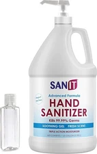 Sanit Moisturizing Hand Sanitizer Gel, 1 Gallon with Pump & 2oz Refill Bottle