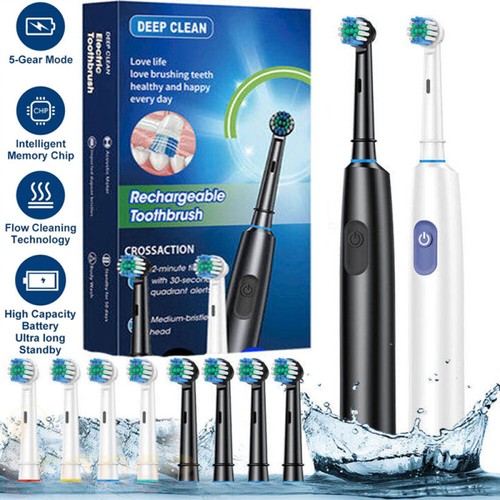 Electric Toothbrush USB Rechargeable Power Toothbrush W/ 4 Brush Heads 5 Modes - Picture 4 of 25