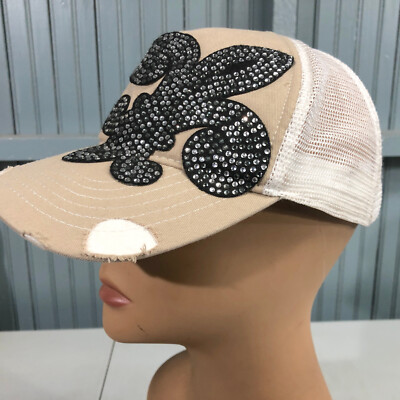 New Orleans Bejeweled Fleur De Lis Baseball Cap Hat Snapback Retro