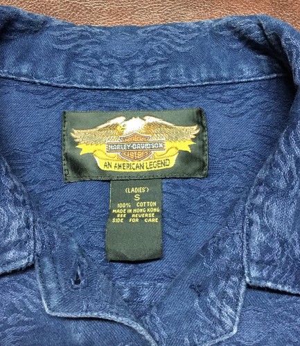 Harley Davidson Womens Blue Denim Jacket Size S Button Front Long Sleeve - Picture 3 of 8