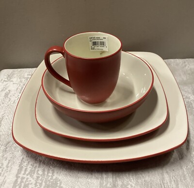 Noritake 4pc Colorwave Square Place Setting Raspberry Dinnerware Set @