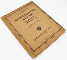 Vintage ROTH'S SCHOOL ATLAS 1931 Swedish World Maps Color Lithography Stockholm