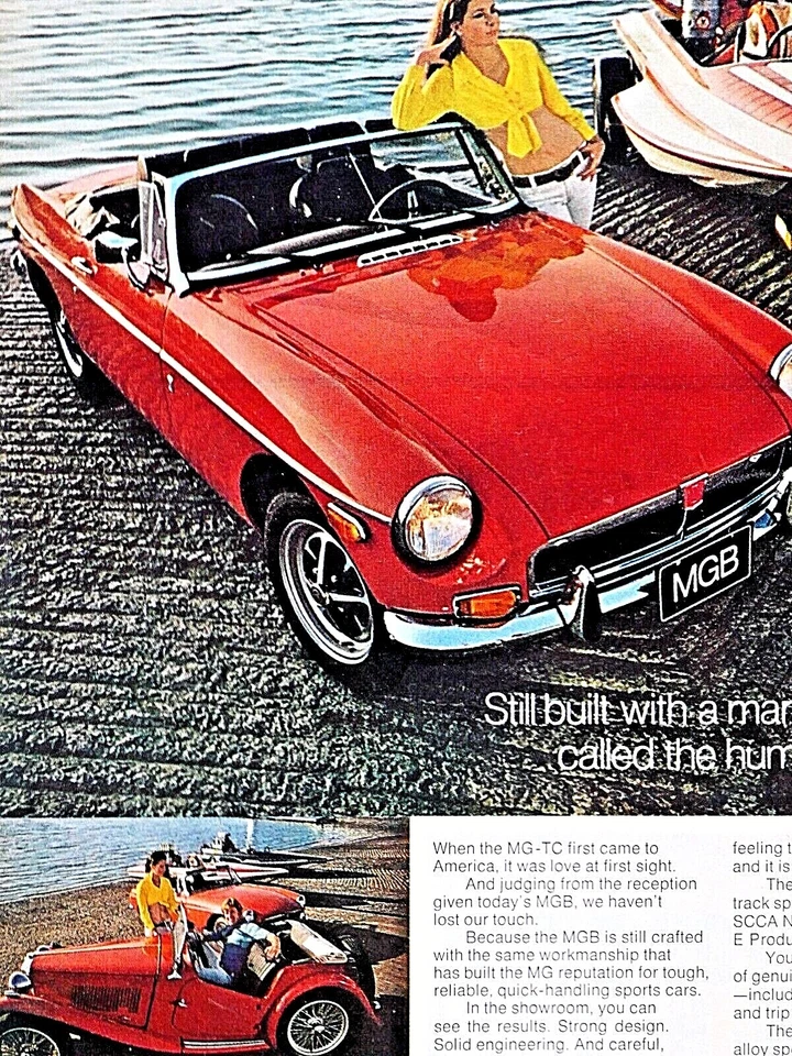 1973 MG Convertible Vintage Red Convertible TC Speed Boat Original Print Ad - Image 3 of 4