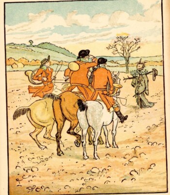 Randolph Caldecott antike Postkarte Die drei jovialen Jäger F Warne & Co A3 