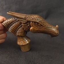 Solid Brass Dragon Cane Handle Carved Walking Stick Head 23mm Inner Diameter