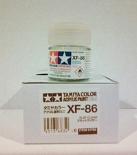 Tamiya acrylic paint, XF-86 Flat clear. 10ml Mini.