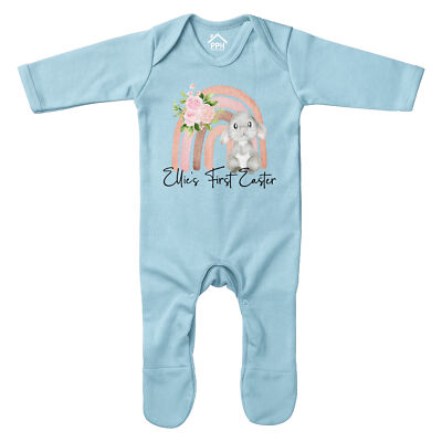 Personalisierter erster Osterstrampler Anzug Regenbogen Geschenk Baby Babys Sonntag