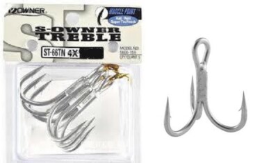 Owner Stinger ST-66TN 4X Heavy Duty Treble Hooks_ Sizes 4-5/0