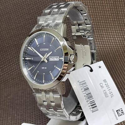Citizen BF2011-51L Quartz Blue Analog Stainless Steel Men Day Date
