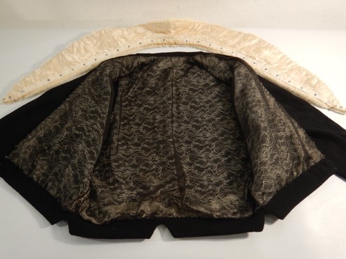Vintage 1950s Black Bernhard Altmann Cashmere Cardigan Sweater Mink Collar - Picture 11 of 15