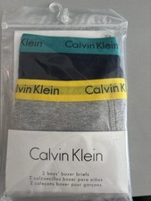 CALVIN KLEIN Boy's 2 Pack Cotton Stretch Boxer Briefs size L 12-14 New