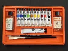 Rare ancien ensemble peinture à l'huile JM Paillard Paris inscription pinceaux complet