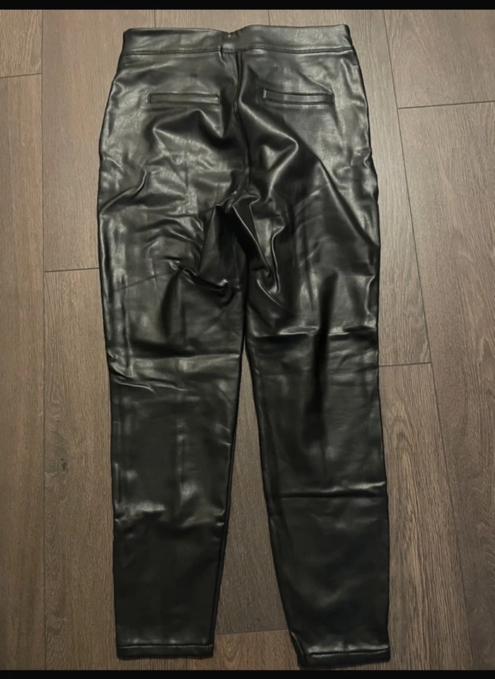 Next Black Faux Leather Trousers - Size 14 - Image 2 of 2