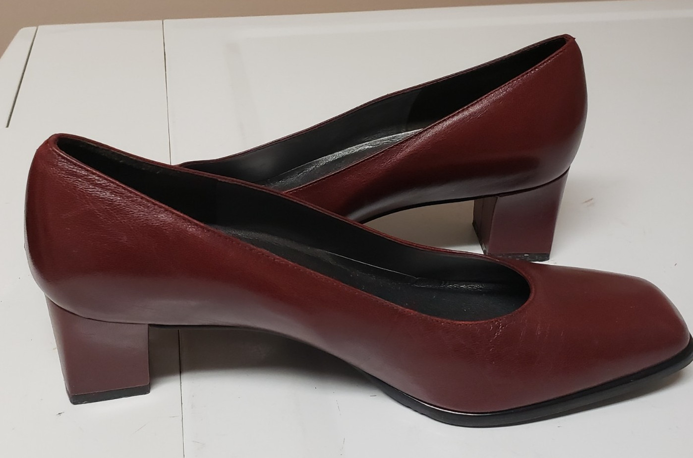 Essentials Burgundy Square Toe Leather Pump Busin… - image 1
