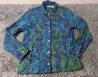 Chico's D.E.S.I.G.N Shirt Womens 2 Multi Color Flower Pattern Button Up