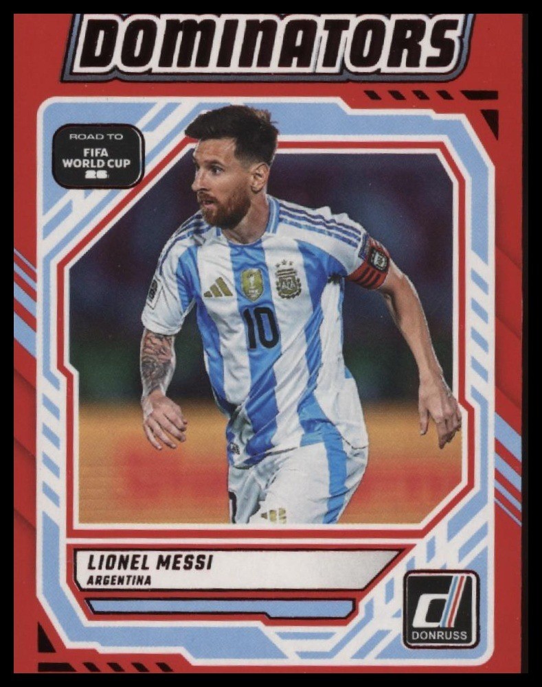 Lionel Messi Dominators Red 2025-26 Donruss Road to FIFA World Cup #3