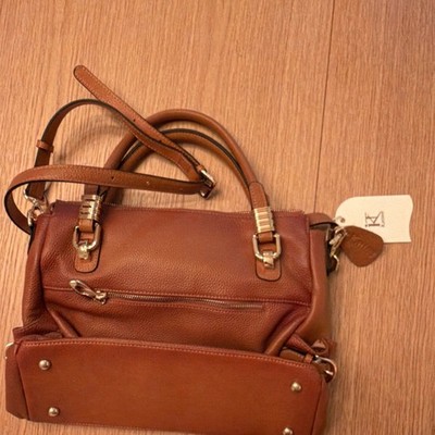 Kattee Brown Pebbled leather Satchel Top Handle Bag