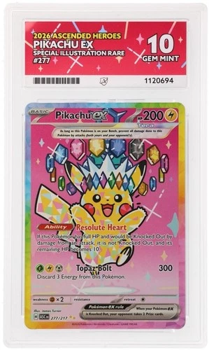Pokémon TCG ASCENDED HEROES Pikachu ex 277 SIR ACE 10 Gem Mint PERFECT SUBGRADES