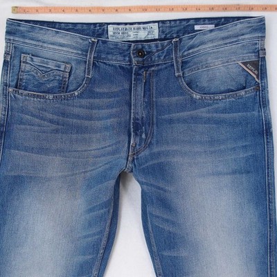 Mens Replay M914 ANBASS Slim Tapered Blue Jeans W37 W36 L32