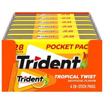 Trident Tropical Twist Sugar-Free Chewing Gum, 6 28 Count (Pack of 6), Orange 