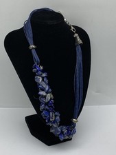 Silver Tone Blue Cord Lapis Nugget 18 Strand 20