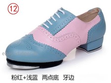 Women's Leather Tap Dancing Shoes Soft Sole Two Tone Unisex Color Matching