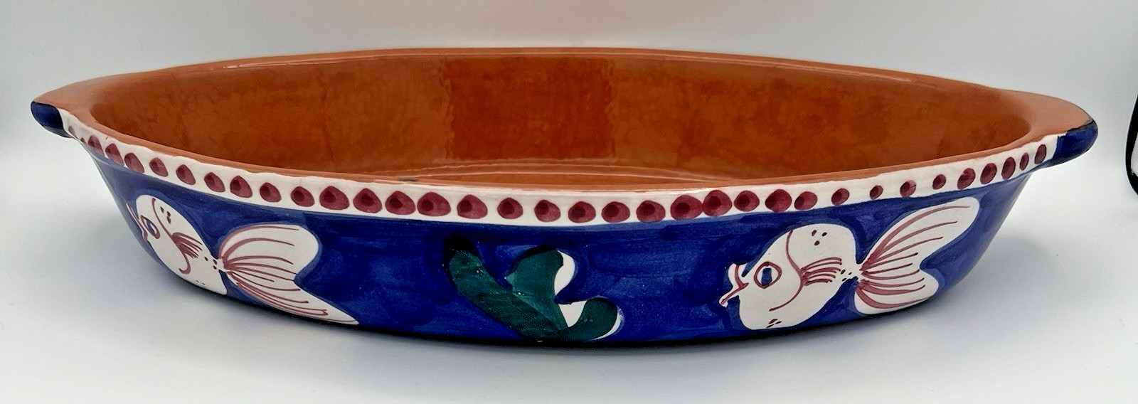 Vietri Italy Solimene Campagna Royal Blue Fish Pesce Ceramic Serving Dish 16"