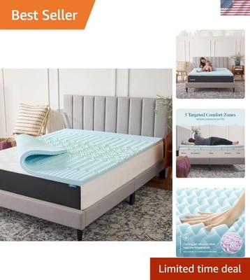 Plush 2 Inch Twin Size Gel Memory Foam Mattress Topper, Two-Sided Comfort Design