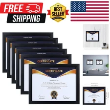 8.5x11 Picture Frame - Certificate Document Frame 6 Pack with Semi-Tempered G...