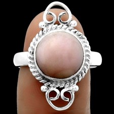 Natural Pink Opal - Australia 925 Sterling Silver Ring s.8.5 Jewelry R-1500