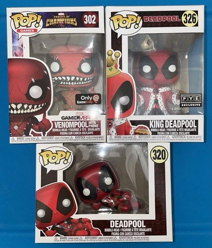 Funko Pop Vinyl Marvel LOT OF 3 DEADPOOL Figures #302 320 326 Venompool King