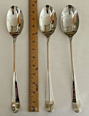 VINTAGE LOT OF 3 SERVING SPOONS CATERING UTENSILS 12.5'' LONG HANDLE STAINLESS