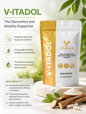 VitalHealth V-Itadol Glucosamine MSM Sarsaparilla Root Capsule 60 Pills