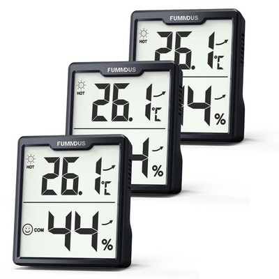 3 Stück Digital Thermometer Hygrometer Innen mit Batterien AAA Temperatur und Lu
