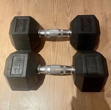 Rubber Hex Dumbbells 12.5kg Pair