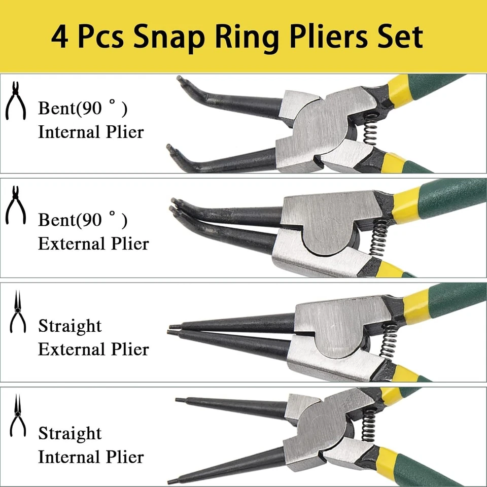 4Pcs 7" Internal/External Snap Ring Pliers Set Heavy Duty Circlip Pliers Kit - Image 2 of 4