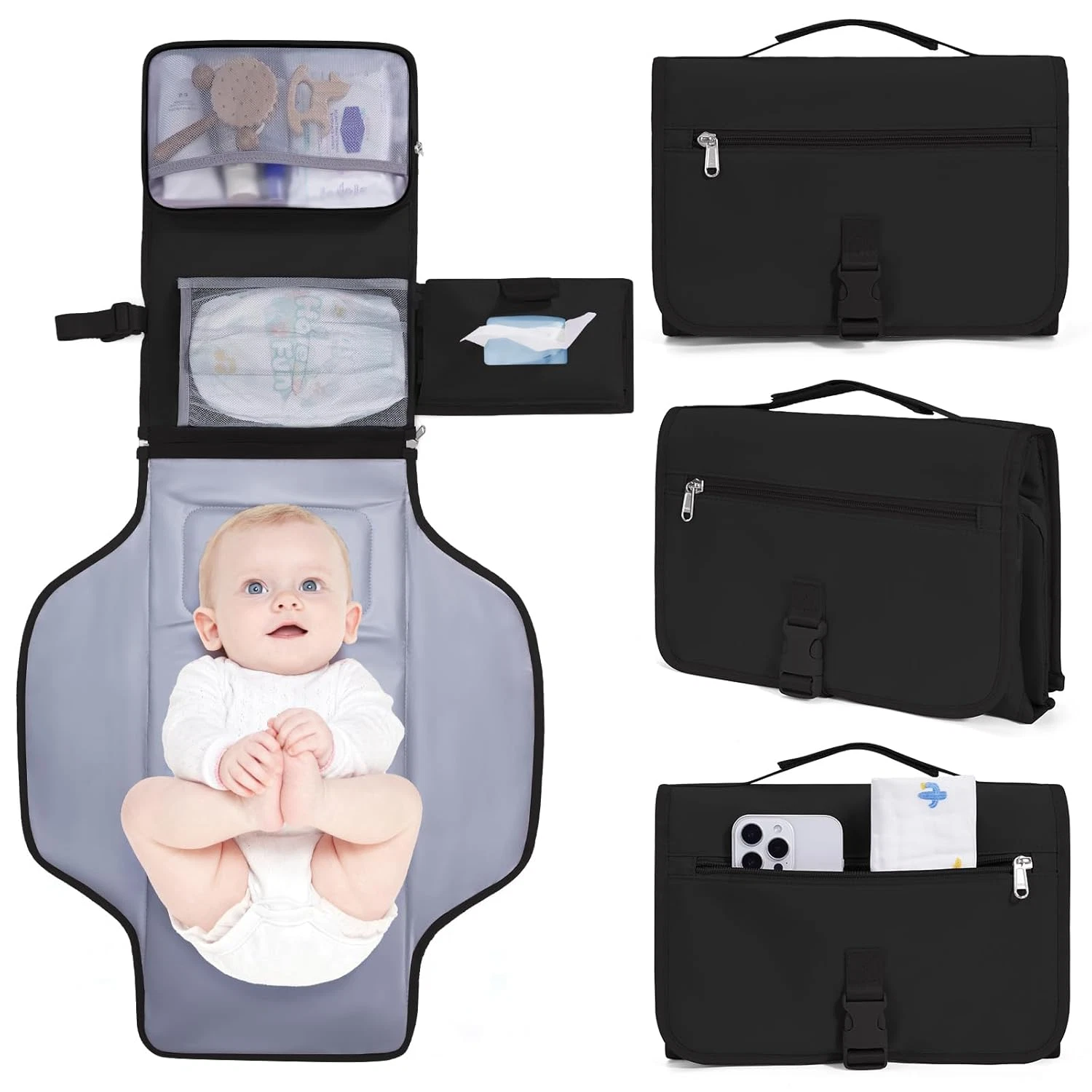 CEICEI Portable Diaper Changing Pad, Large Waterproof Baby Changing Mat with Wip